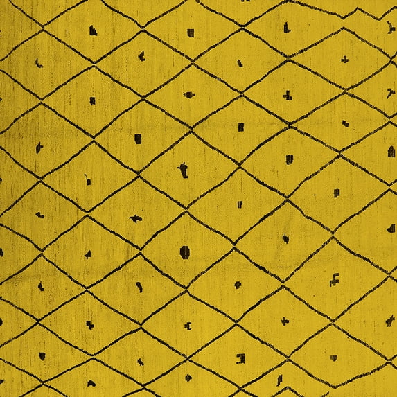 Ahgly Company Indoor Square Solid Yellow Modern Area Rugs, 8' Square