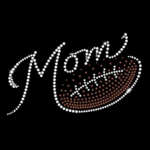 Football Mom Gradient Iron-on Clear Rhinestone Crystal and Brown Rhinestud Bling Transfer by JCS Rhinestones