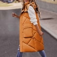 thumbnail image 2 of Niaviben Long Vest for Women Sleeveless Hooded Vest Plus Size Puffer Vest Vests for Women Winter Jackets Long Puffer Vest Women Sleeveless Vest Orange XL, 2 of 6