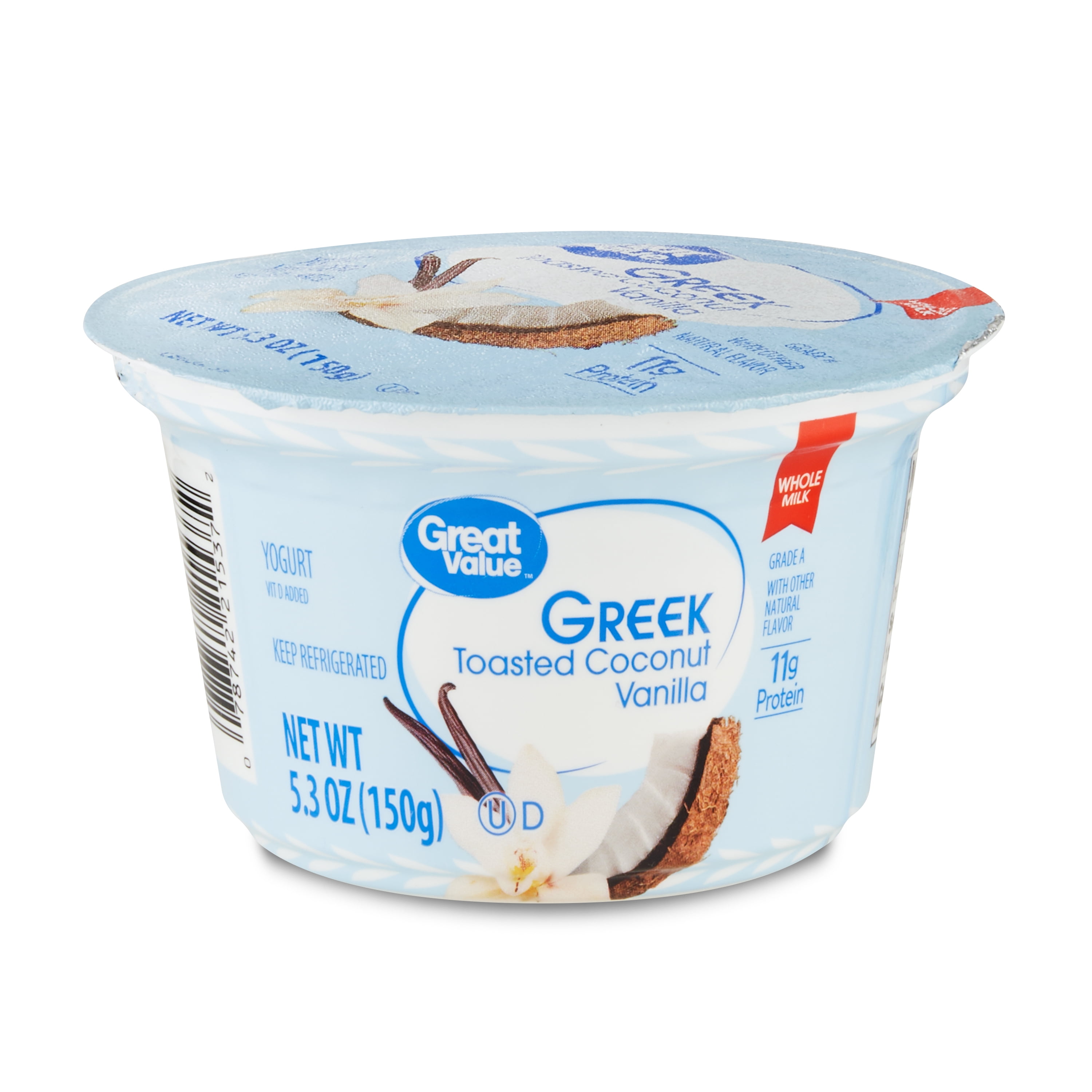 Great Value Toasted Coconut Vanilla Greek Yogurt, 5.3 oz