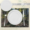 thumbnail image 3 of Ambesonne Forest Place Mats Set of 4, Trees Autumn Wilderness, Standard Size, Green Pale Pink, 3 of 6
