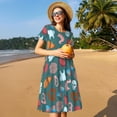thumbnail image 4 of Honeii cute Skull organ Print Women’s Short Sleeve Dress, Comfortable Casual Dress, Soft Polyester Spandex Blend, Stylish Everyday Wear for Summer, Perfect for Travel and Vacation, 4 of 6