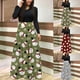 thumbnail image 4 of Vestido de manga larga para mujer Navidad cuello redondo Santa muñeco de nieve estampado cintura alta Boho Maxi vestido Casual fiesta vestido de noche Fridja nbo1975, 4 of 5