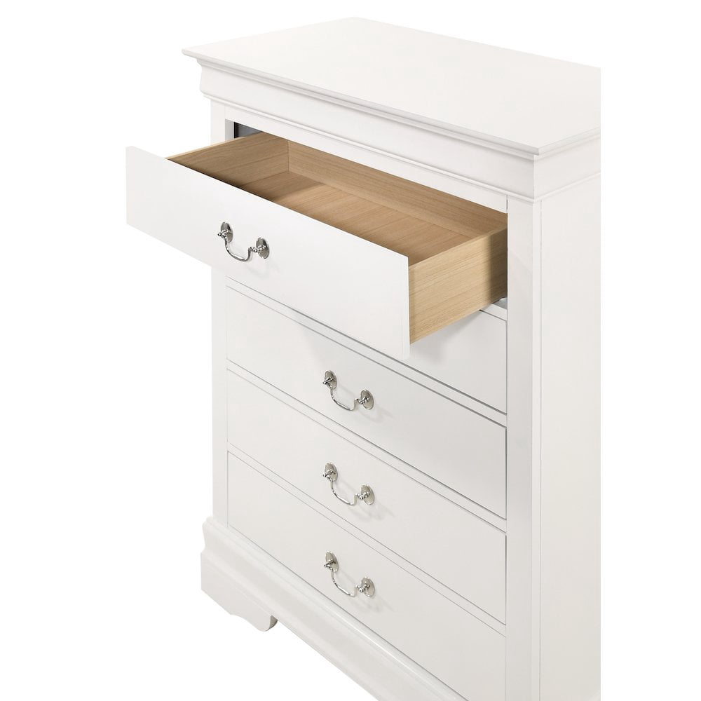 Glory Furniture LouisPhillipe Chest in White Color