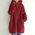 thumbnail image 2 of Trendy Olyvenn Womens Long Sleeve Sweatshirts Long Coat Tops Casual Plus Size Loose Women's Solid Color Hoodie Zipper Tops With Pockets Red XXXXXL, 2 of 7