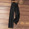 thumbnail image 6 of Womens Linen Pants Wide Leg Drawstring Waist Cotton Linen Pants Summer Casual Loose Fit Trousers with Pockets Black 2XL, 6 of 6