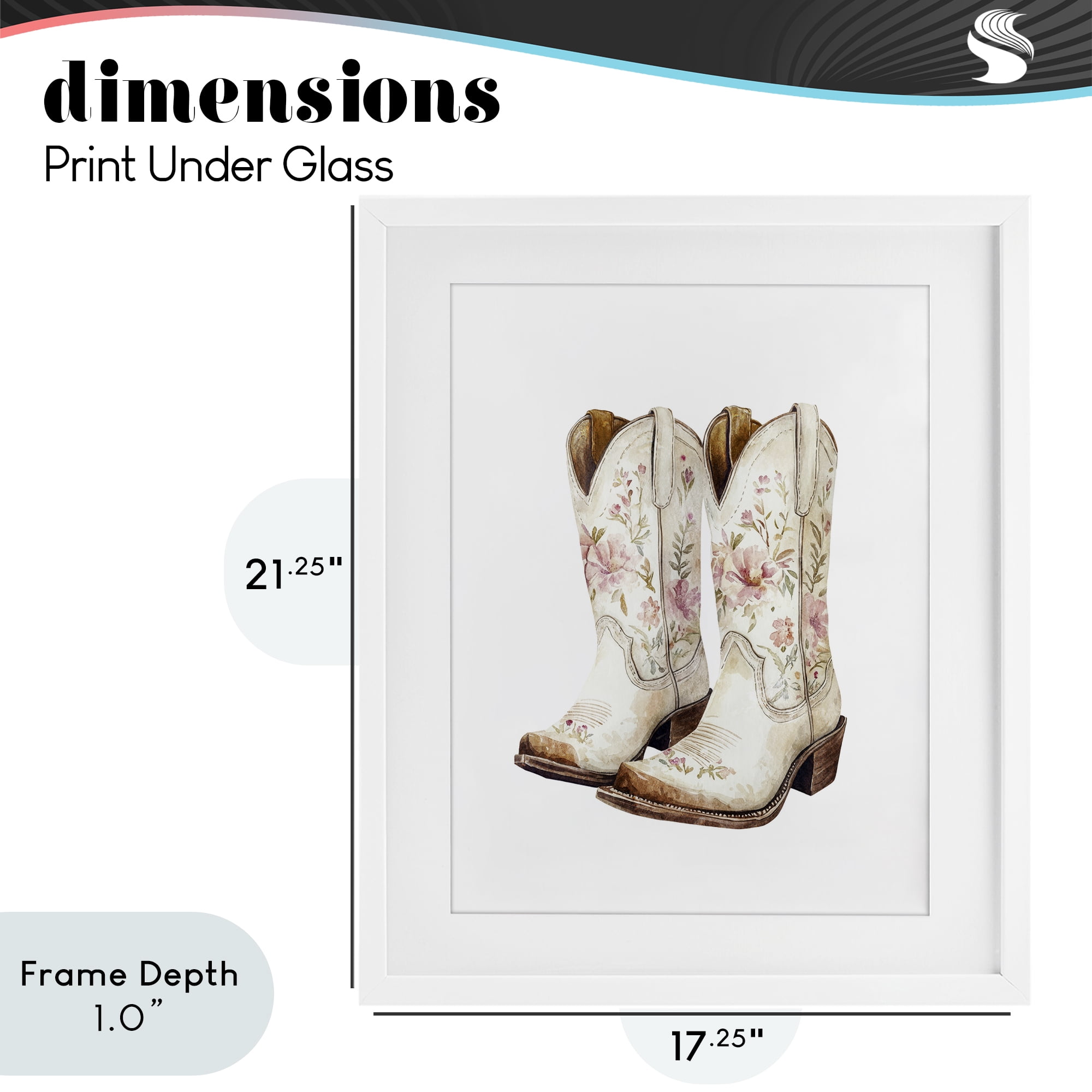 Stupell Industries Boots in Bloom White Framed Print Under Glass, design by Svetlana Aleynikova