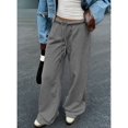 thumbnail image 6 of Womens Wide Leg Sweatpants Interior Sweat Pants with Pockets Elastic Waisted Lounge Casual Trousers Dark Gray XXL, 6 of 9