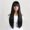 Black, variant on Nonivsa 26 in Women's Burgundy Long Straight Synthetic Wig with Blunt Bangs for Cosplay, Parties and Daily Wear