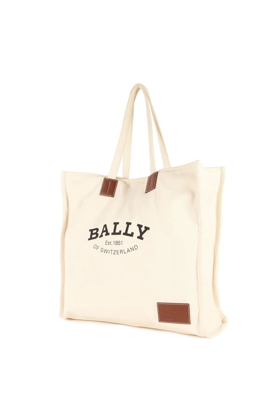 Pre-Owned BALLY Ivory Canvas Tote Bag for Men, Current Model (Good)