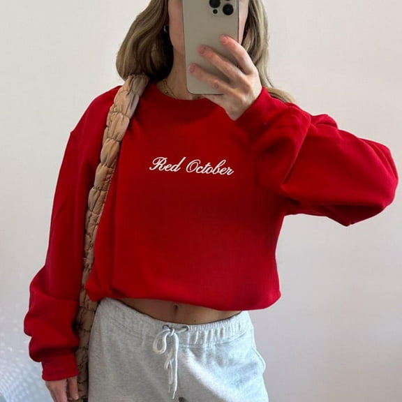 Red October Embroidered Sweatshirt: Philadelphia Baseball Crewneck Sweatshirt, Gift for Philly Fan