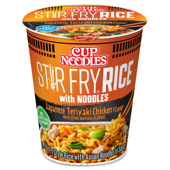Nissin Foods Cup Noodles Stir Fry Rice with Noodles, Japanese Teriyaki Chicken Flavor, 2.75 oz Cup, Shelf-Stable