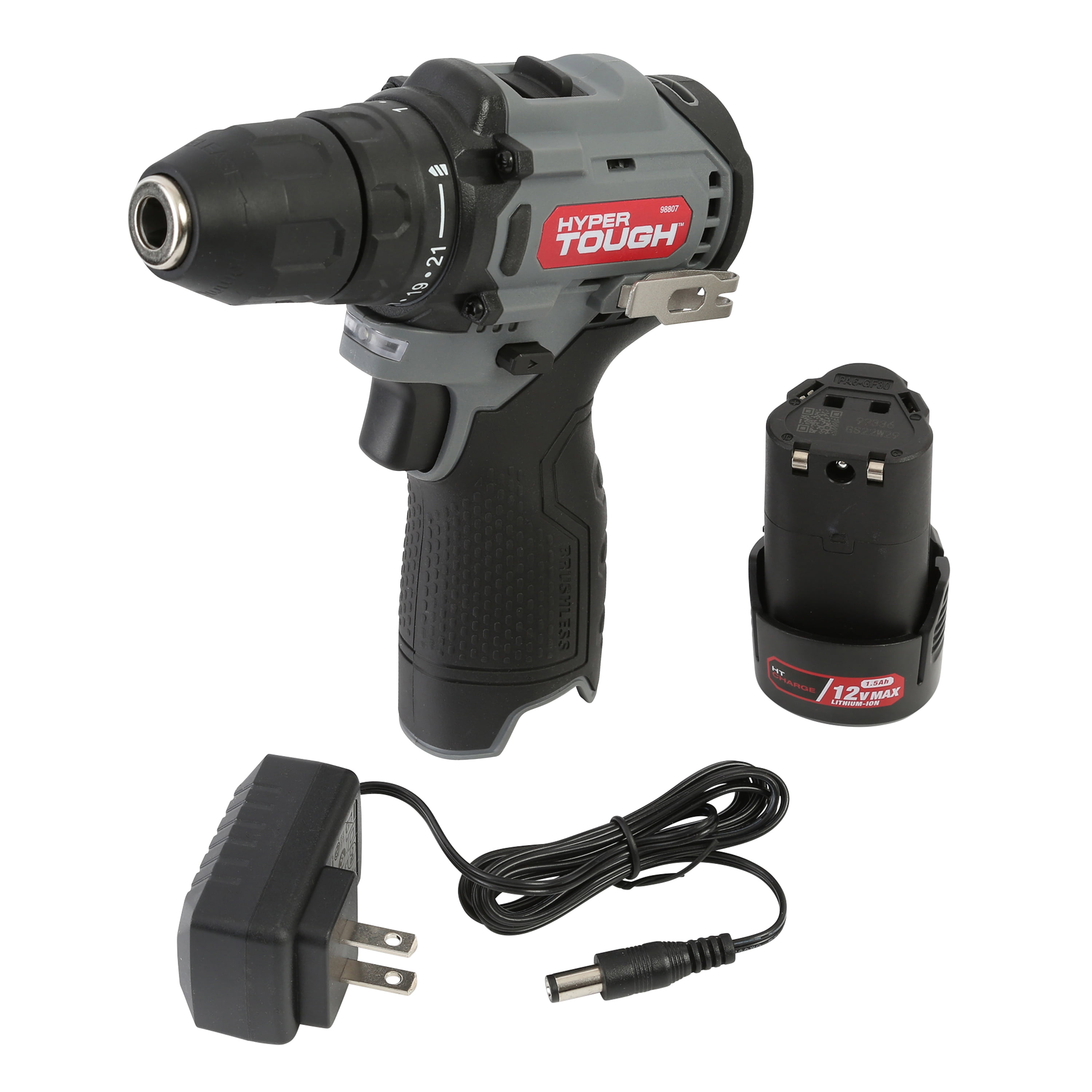 Hyper Tough 12V Max* LithiumIon Cordless Brushless 2Speed 3/8inch Drill Driver with 1.5Ah