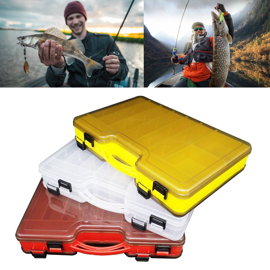 ANXPTIME Plastic Tackle Box Fishing Lures Case Double Sided Fishing Baits Box with Removable Dividers Accessory Storage Case