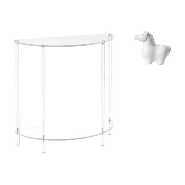 Mesita de noche de acrílico,Mesa auxiliar de acrílico transparente Mesa auxiliar transparente en capas,Mesa pequeña de acrílico,mesita de noche pequeña,compacta,Estatua del caballo,Estatua