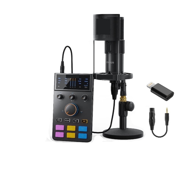 C1-K1 Audio Interface With XLR Microphone For Streaming/Gaming/Podcasting, Sound Card