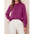 thumbnail image 3 of PRETTYGARDEN Satin Tops for Women Mock Neck Pleated Long Sleeve Shirts | Wrinkle Resistant Silky Blouses,Dressy Casual Fall Clothes,Versatile Business Casual Oufits,Fashion Clothing, 3 of 8