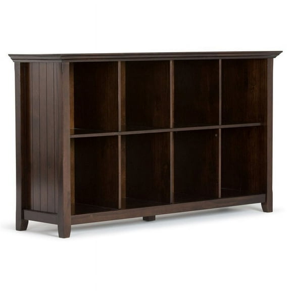 Allora Wood 57" Transitional 8 Cube Sofa Table in Brunette Brown