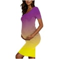 thumbnail image 6 of Delliss Pleated Bodycon Maternity Dress For Women Crew Neck T-Shirt Trendy Print Breathable Dress For Daily Wearing, 6 of 6