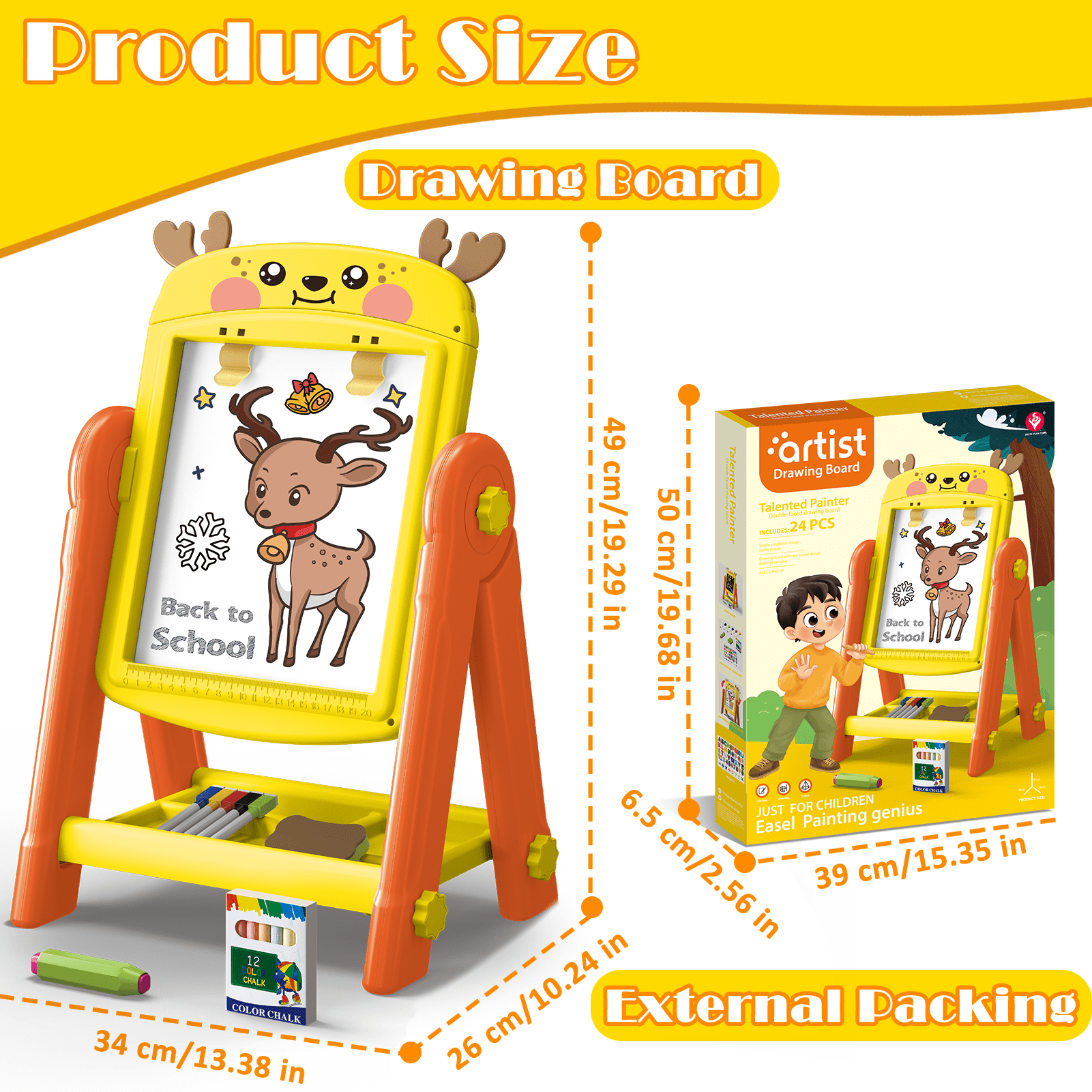 LINXUXIE Easel for Kids, Magnetic Drawing Board for Boys & Girls, Birthday Gift for 1-3 3-5 5-8 Year Old