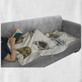 thumbnail image 6 of Indie Soft Flannel Fleece Throw Blanket, Different Breeds Cat Portraits in Doodle Style and Funny Animals Kittens, Cozy Plush for Indoor and Outdoor Use, 50" x 60", Tan Beige Taupe, by Ambesonne, 6 of 6