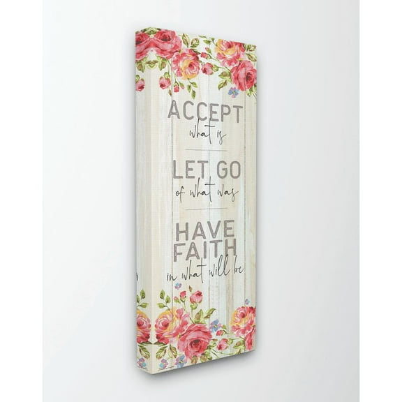 Stupell Industries Have Faith Religious Inspirational Flower Pink Design Canvas Wall Art by Stephanie Workman Marrott