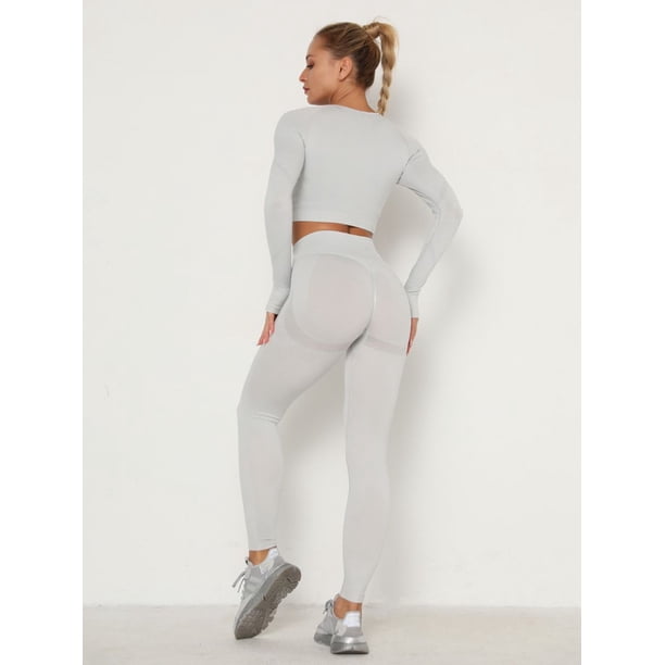 Conjuntos de mujer, chándal ajustado, sujetador transpirable, Top de manga larga, trajes sin costuras, Leggings Push Up de cintura alta, ropa de gimnasio, traje deportivo Deng Xun unisex