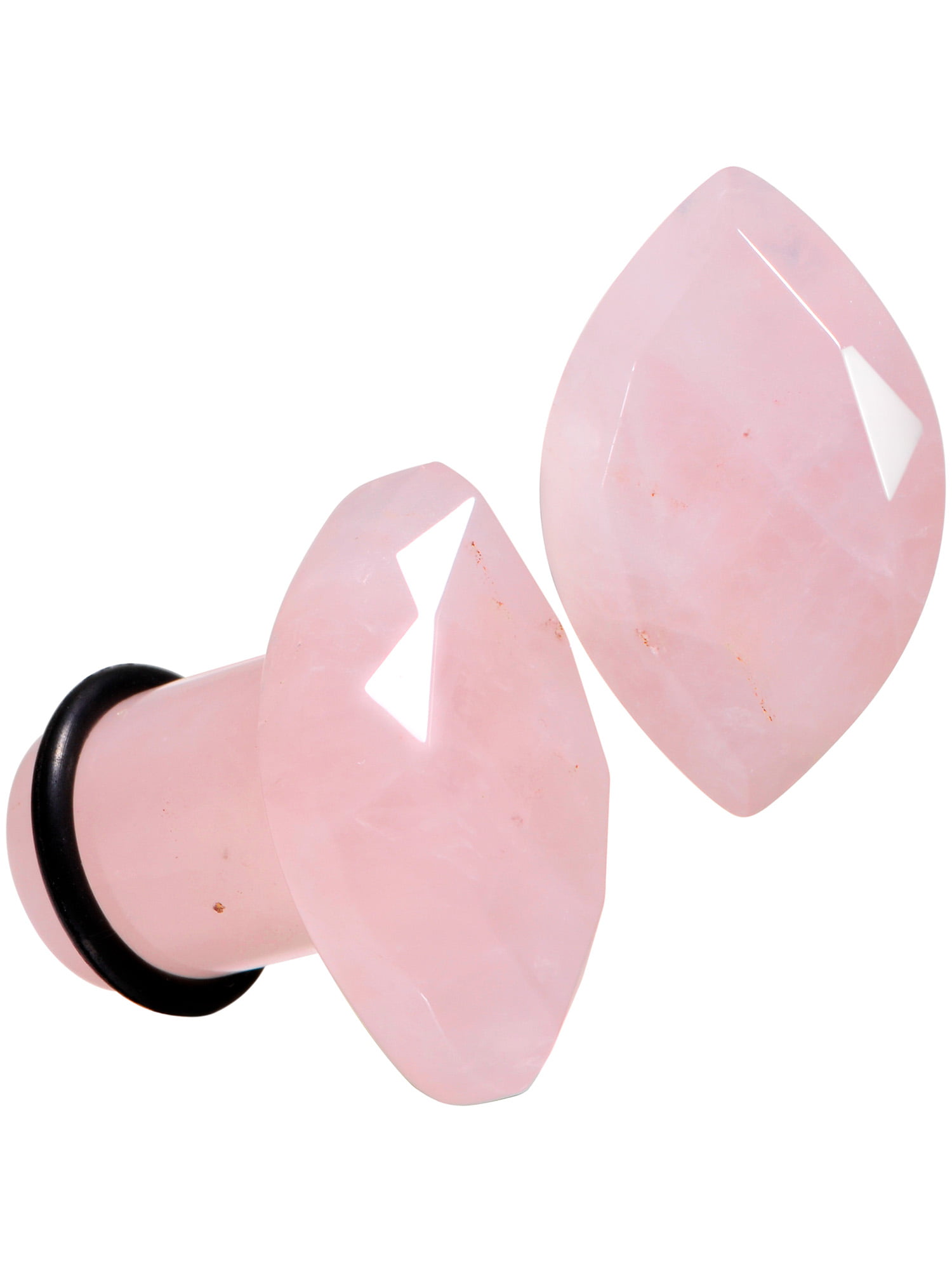 PAIR-Pink Pronged Gem Steel Single Flare Ear Plugs 10mm/00 Gauge Body Jewelry 