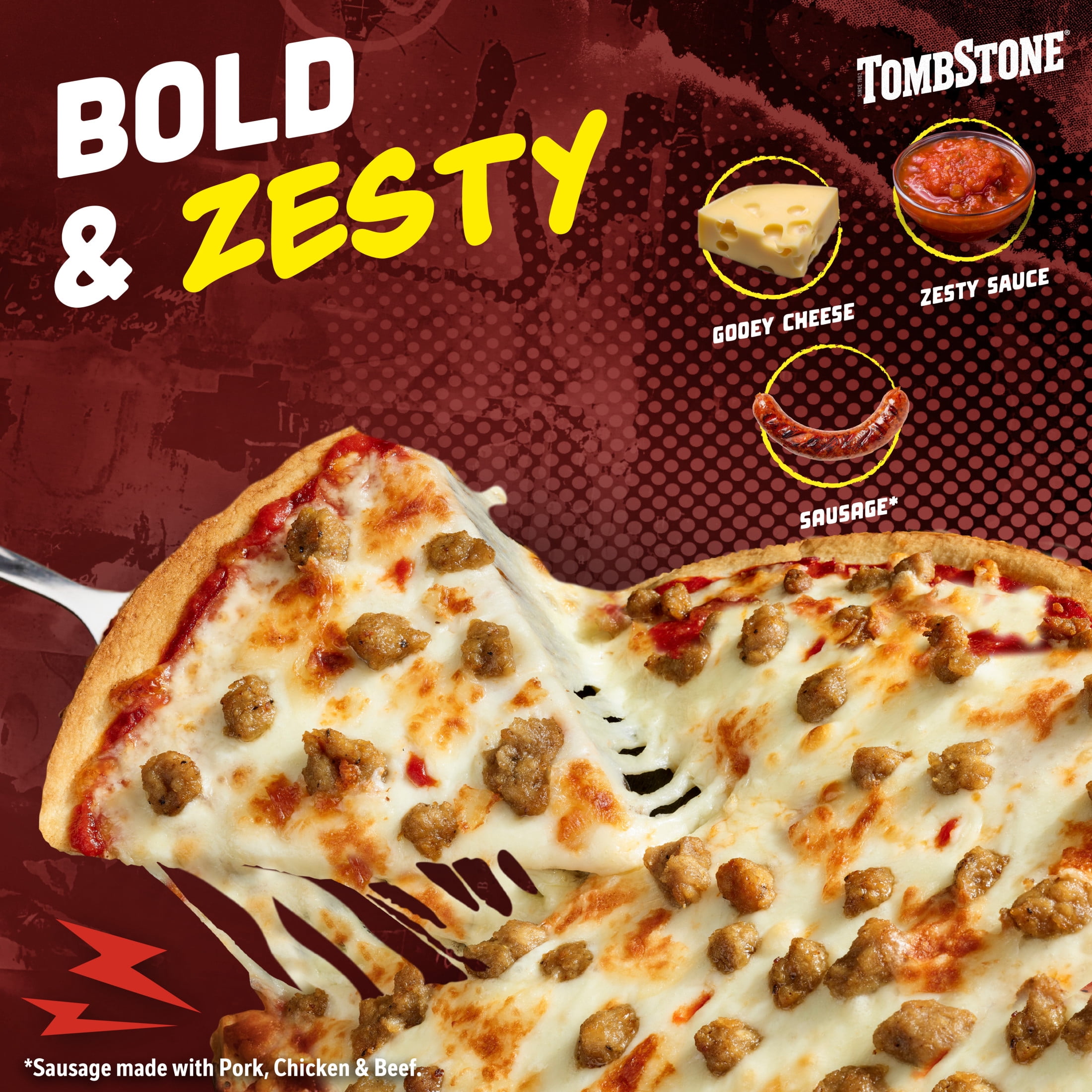 Tombstone Sausage, Original Thin Crust Pizza with Zesty Tomato Sauce, 20.9 oz (Frozen)​
