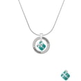thumbnail image 2 of Delight Jewelry Silvertone Small 3-D Teal Present with Bow Hockey Ring Charm Necklace, 18", 2 of 4