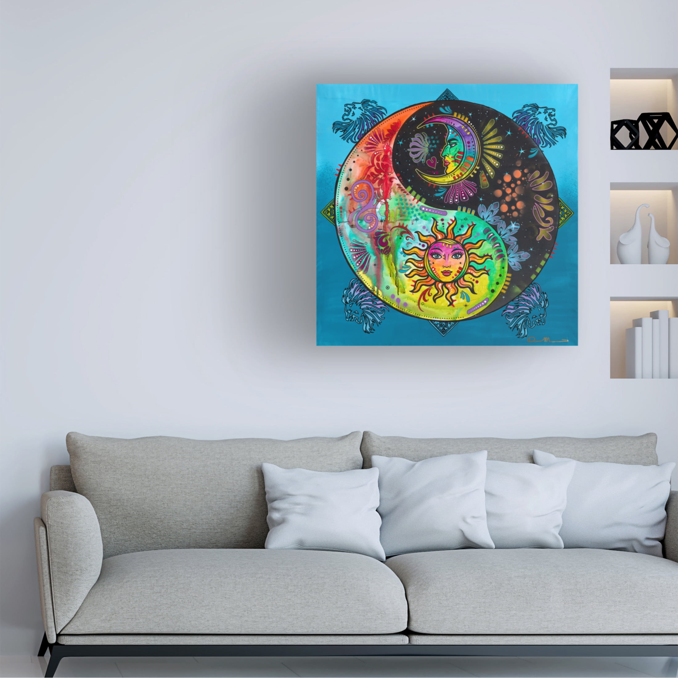 Canvas Wall Art - Dean Russo 'Yin Yang Sun and Moon' Wall Art for Living Room, Bedroom, or Office Décor by Trademark Fine Art - 24 x 24 Inches