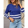 thumbnail image 6 of Womens Fall Fashion Long Sleeve Color Block Oversized Sweater Trendy Casual Crew Neck Knitted Pullover Baolan M, 6 of 9