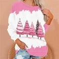 thumbnail image 4 of Festive Tops for Women Christmas Outfits Long Sleeve Crewneck Sweatshirt Lightweight Graphic Pullover Holiday Shirt (S, Pink), 4 of 6