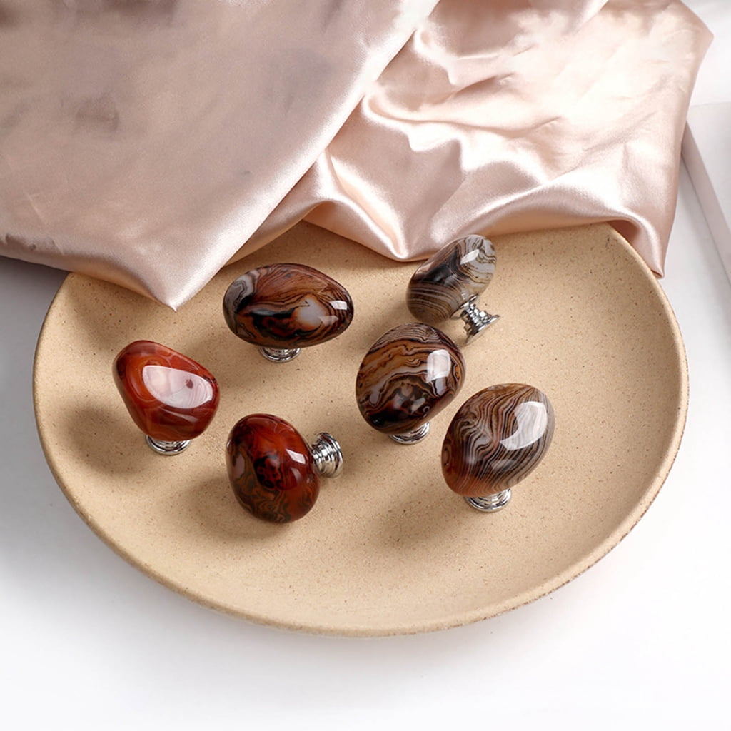 YIGSECU 3Pcs Agate Stone Dressers Knob Kitchen Cabinet Door Handle Wardrobe Pulls Simple Drawer Knob Elegant Furniture Hardware