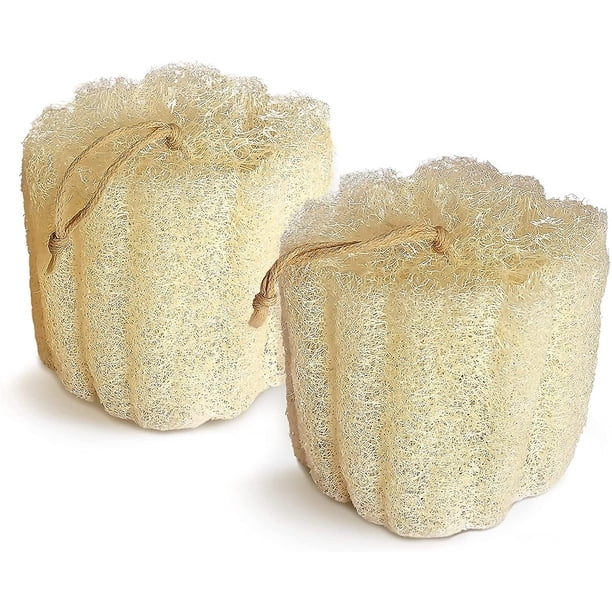Esponja de lufa de ducha natural, exfoliante de lufa para el baño, esponjas de lufa de spa suaves y fáciles de hacer espuma (paquete de 2)
