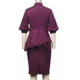 thumbnail image 5 of Afinprain Women's Clergy Dress with Tab Collar Peplum Waist and Puff Sleeve Church Minister Uniform, 5 of 8