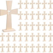 24 Sets Wooden Cross for Crafts Unfinished Wooden Cross Bulk with Base Baptism Centerpiece Standing for DIY Table First Communion 72 Pcs Lily Flowers Centros De Mesa Para Bautizo for Church