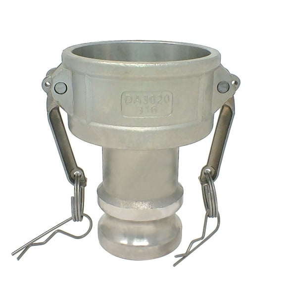 Gloxco Stainless Steel Type DA Cam and Groove Hose Fitting, Reducer, 3" Female Camlock x 2" Male Camlock (CAM-3020-DA-SS)