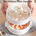 thumbnail image 5 of Microwave Oven Steamer, Round & Square Microwave Oven Steamer with transparent lid, Large Capacity Easy to Clean for Cooking Dumplings, Vegetable (Square single layer), 5 of 8