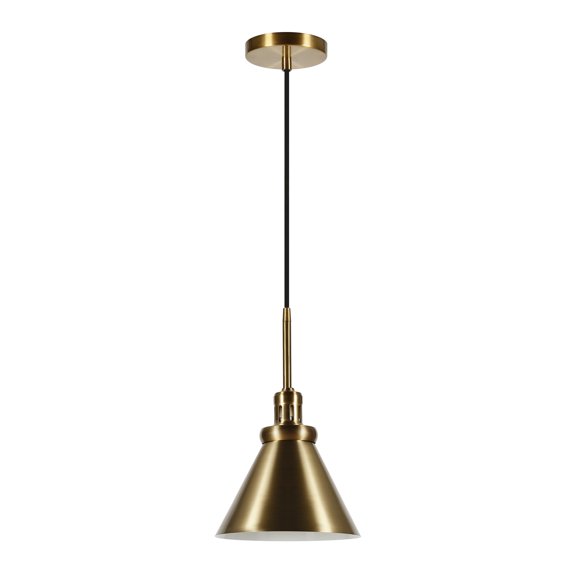 Evelyn&Zoe Industrial 8" Wide Brass Pendant