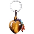 thumbnail image 1 of Natural Tiger Eye Heart Crystal Keychain 7 Chakra Healing Gemstone Key Ring Charm for Women, 1 of 5