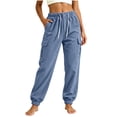 thumbnail image 2 of Purcolt Womens Corduroy Jogger Pants Casual Drawstring Elastic Waist Cargo Pants Comfort Loose Fit Athletic Pants with Ribbed Elastic Cuffs for Hiking Running Travel, 2 of 8