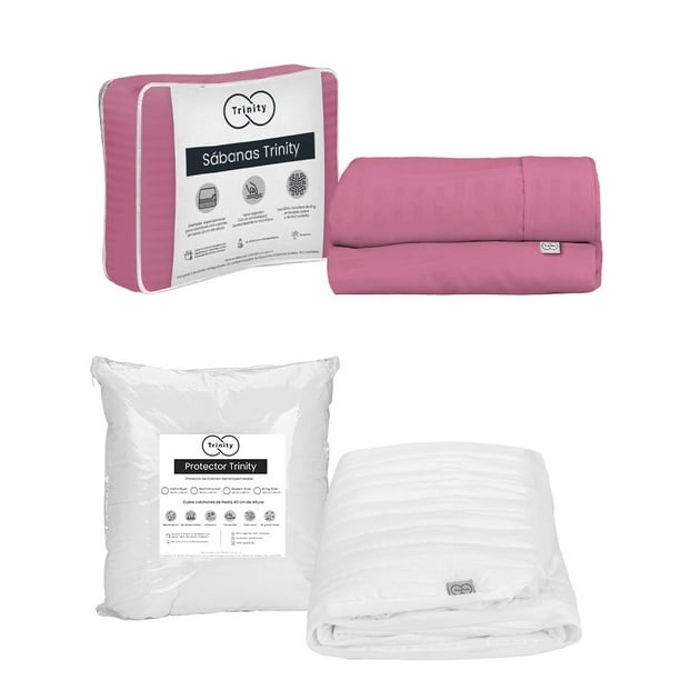 Juego de Sábanas King Size + Protector de Colchón Impermeable Trinity
