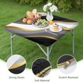 thumbnail image 4 of Black White Gold Wave Marble Square Fitted Tablecloth with Elastic Edge,Square Table Cover,Washable Elastic Table Cover for Home Kitchen Party Decor 36"x36", 4 of 6