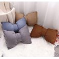 thumbnail image 2 of Cute Pompom Bowknot Throw Pillows Suede Soft Cushion Decorative Pillowcase with Pillow Insert for Farmhouse Living Room Sofa Couch (Brown,14"x20"), 2 of 2