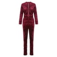 thumbnail image 6 of Miluxas Women's 2 Piece Matching Lounge Sets Fall Fashion Outfits Long SLeeve Top Wide Leg Pants Sweat Suits Wine XL(XL), 6 of 9
