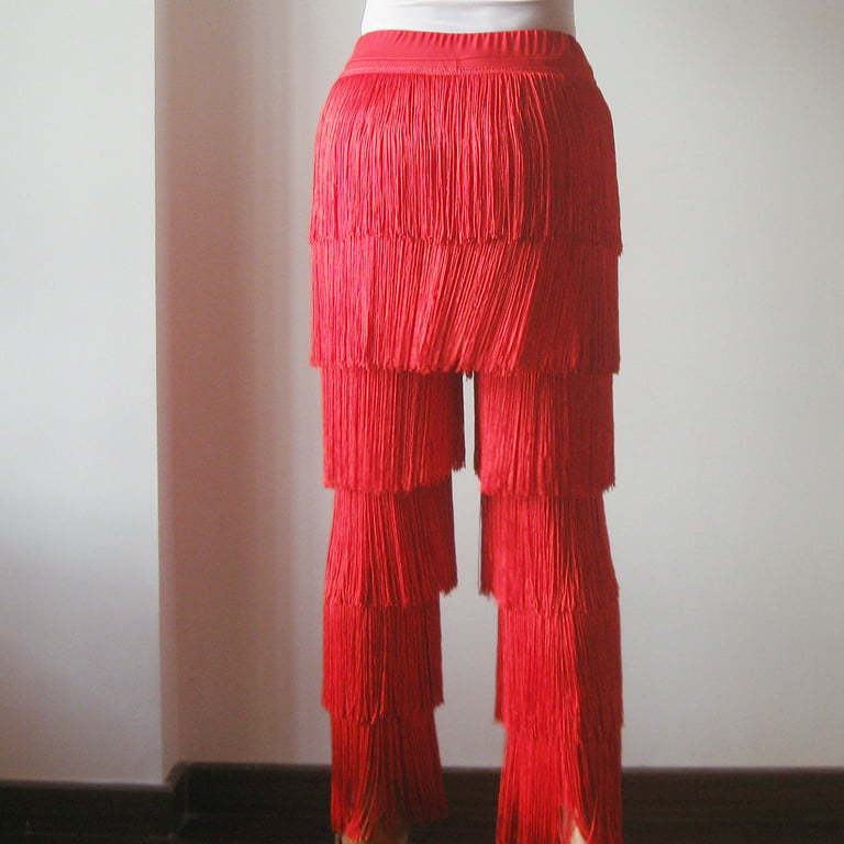 Fringe Dance Competition Exercise Fitness Party Pants Clothes Trousers 