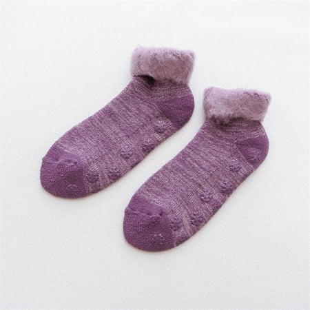 

Women Winter Thickened Plush Fleece Socks Nonslip Floor Short Socks Sneak Socks
