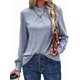 thumbnail image 2 of Camiseta de Larga con Cuello Alto y Ojales para Mujer, Elegante, Informal, , de Negocios, Elástica, con Aberturas Azul L, 2 of 9
