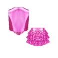 thumbnail image 6 of Aislor Girls Rumba Dance Outfit 2 Piece Set Sleeveless Sequined Fringe Top and Skirt Hot Pink 14, 6 of 6
